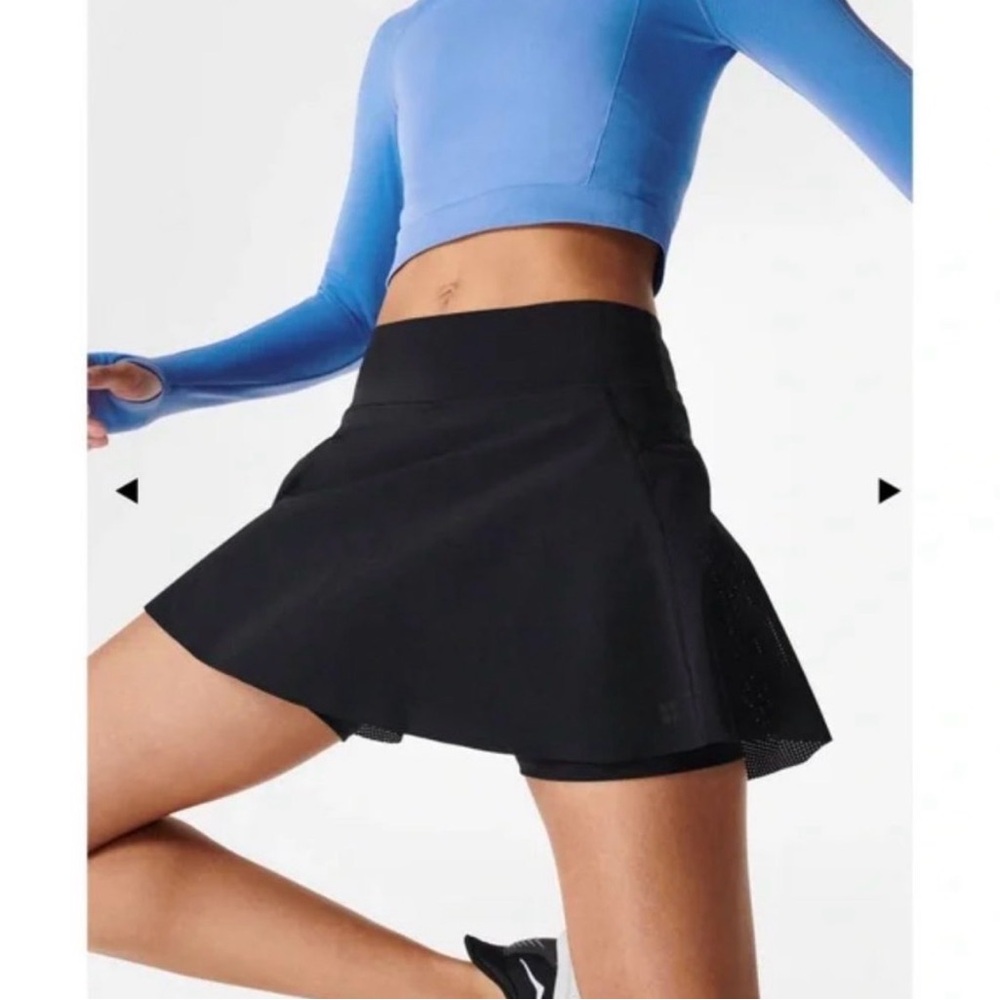 Sweaty Betty Swift Skort Running Tennis Skirt Black Built In Shorts Zipper